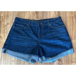 Calvin Klein Jeans Women Roll Cuff Shorts Size‎ 8 Blue Mid-Rise Stretch NEW